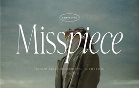 英文字体:现代创意豪华连字纤细优雅极简排版标题衬线杂志产品包装设计西文字体 Misspiece – Stylish Modern font