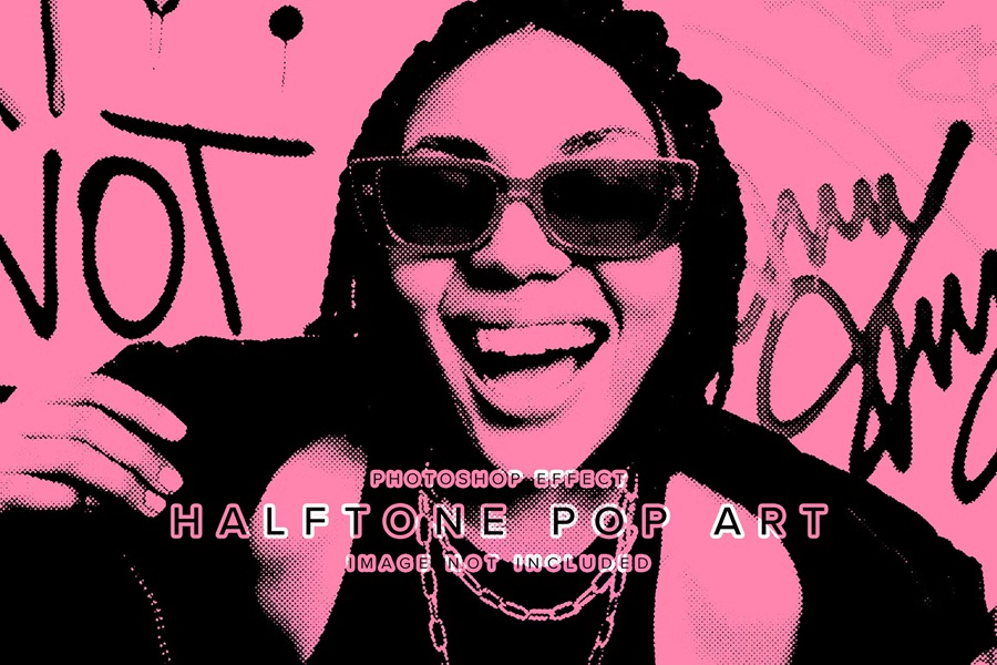 半色调波普艺术照片效果PSD模板 Halftone Pop Art PSD Photo Effect 插件预设 sucaiwan.com