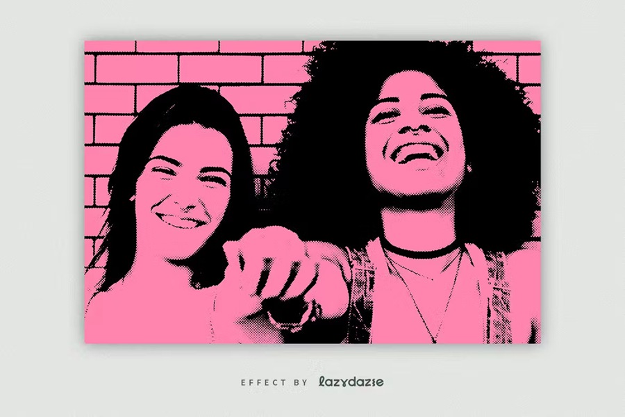 半色调波普艺术照片效果PSD模板 Halftone Pop Art PSD Photo Effect 插件预设 sucaiwan.com