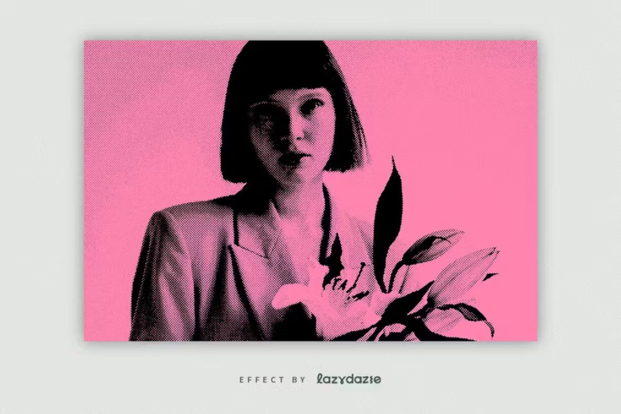 半色调波普艺术照片效果PSD模板 Halftone Pop Art PSD Photo Effect 插件预设 sucaiwan.com