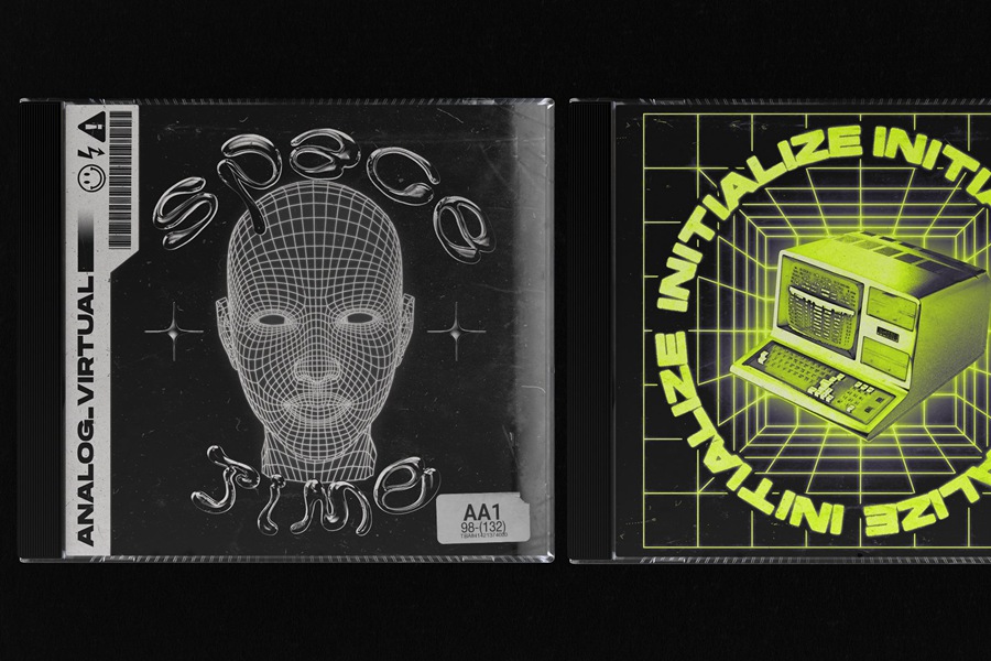 MiksKS 128种复古未来主义海报专辑贴纸标志元素线框形状套件 图片素材 sucaiwan.com