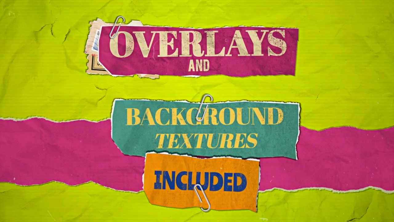 18个复古字母拼贴画彩色标题AE模板 Collage And Paper Titles 影视音频 sucaiwan.com