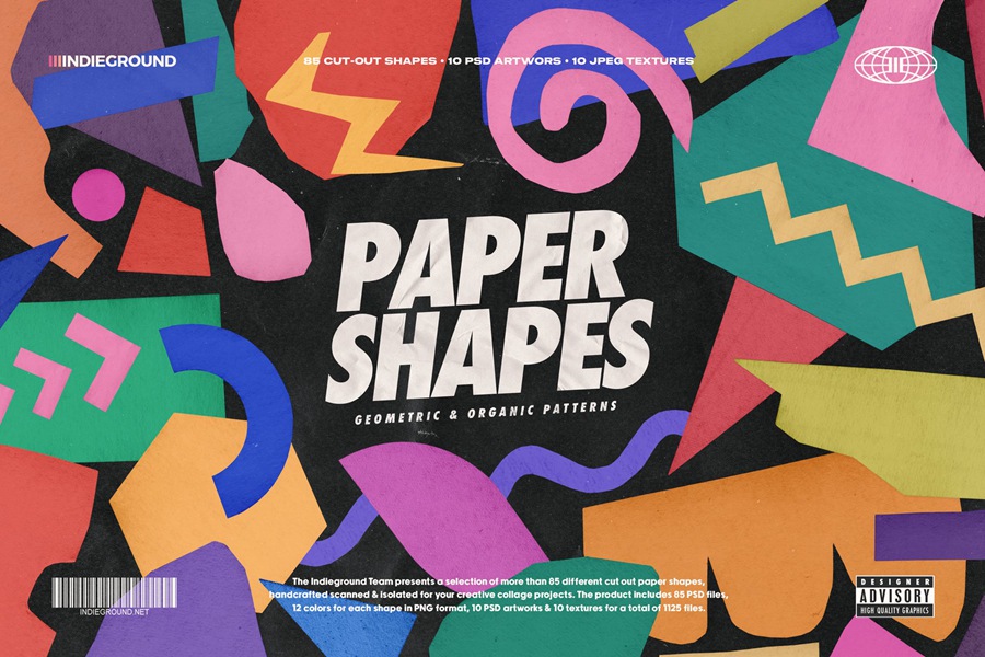 Paper Shapes 85种马蒂斯简约和孟菲斯艺术拼贴海报设计时髦图案剪纸形状和背景纹理PNG/PSD 图片素材 第1张-素材湾丨精选海外优质设计素材资源 Paper Shapes 85种马蒂斯简约和孟菲斯艺术拼贴海报设计时髦图案剪纸形状和背景纹理PNG/PSD 图片素材 sucaiwan.com
