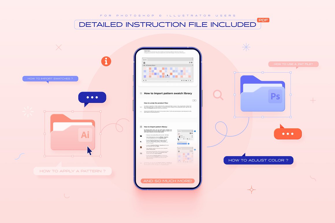 150个简约活力几何炫彩图形无缝图案底纹海报设计背景图片AI矢量设计套装 Samolevsky 150 GEOMETRIC SEAMLESS PATTERNS COLLECTION , sucaiwan.com