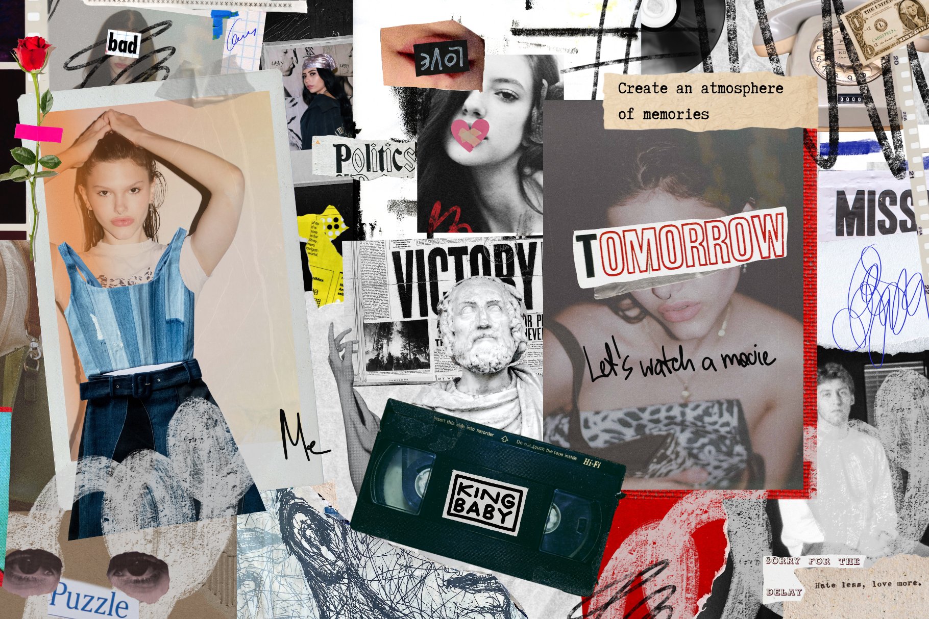 复古怀旧时尚潮流胶片滤镜、纸框、宝丽来拍立得相框、拼贴元素、街头广告和杂志剪报、手绘涂鸦抽象线条等服装印染 MIXED MEDIA SET my NOSTALGIA 图片素材 第1张-素材湾丨精选海外优质设计素材资源 复古怀旧时尚潮流胶片滤镜、纸框、宝丽来拍立得相框、拼贴元素、街头广告和杂志剪报、手绘涂鸦抽象线条等服装印染 MIXED MEDIA SET my NOSTALGIA 图片素材 sucaiwan.com