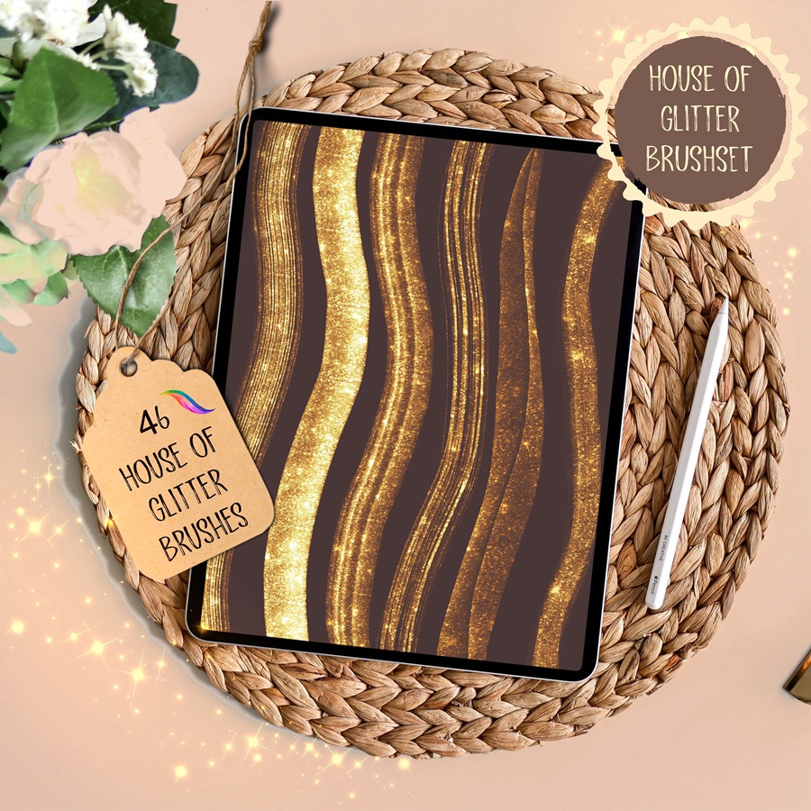 46个金箔金粉效果Procreate笔刷 46 procreate glitter brushes | house of glitter , sucaiwan.com