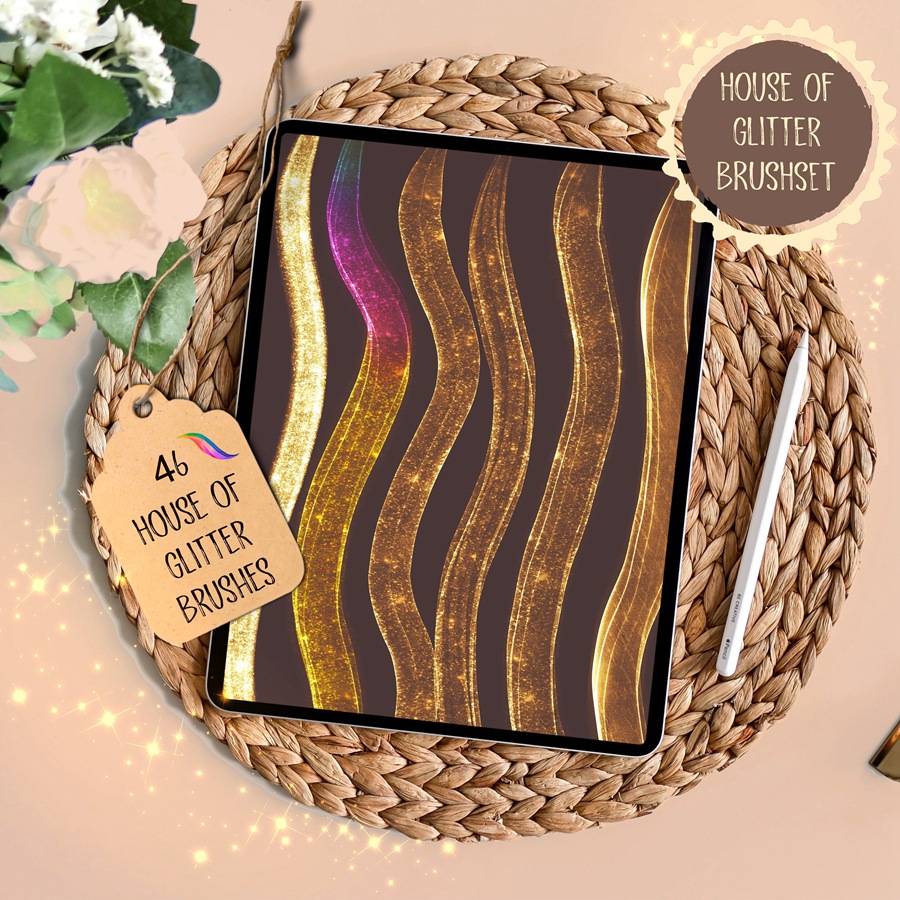 46个金箔金粉效果Procreate笔刷 46 procreate glitter brushes | house of glitter , sucaiwan.com