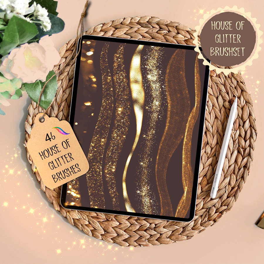46个金箔金粉效果Procreate笔刷 46 procreate glitter brushes | house of glitter , sucaiwan.com