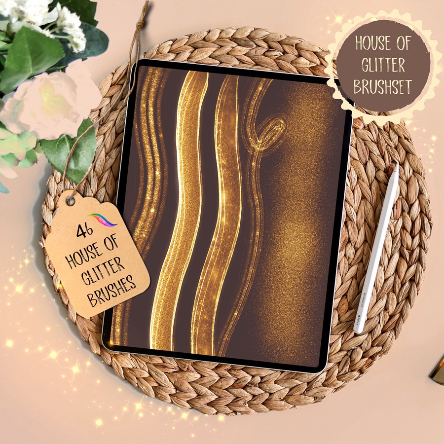 46个金箔金粉效果Procreate笔刷 46 procreate glitter brushes | house of glitter , sucaiwan.com