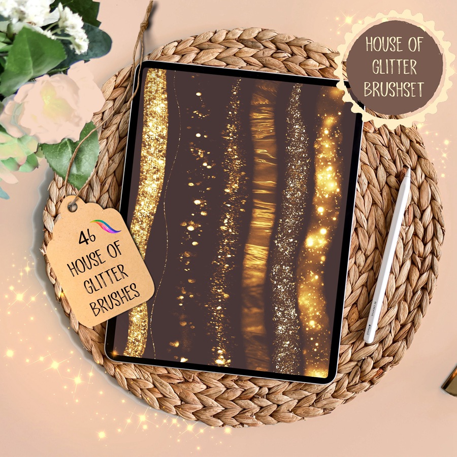 46个金箔金粉效果Procreate笔刷 46 procreate glitter brushes | house of glitter , sucaiwan.com