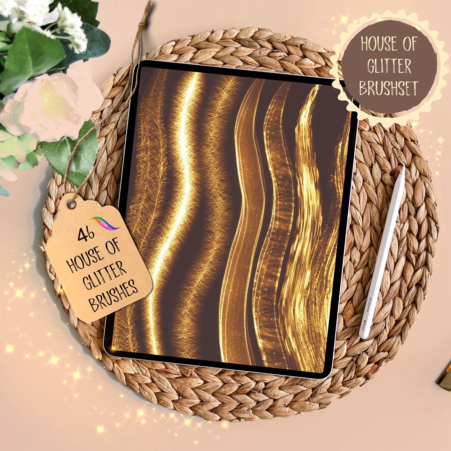 46个金箔金粉效果Procreate笔刷 46 procreate glitter brushes | house of glitter , sucaiwan.com