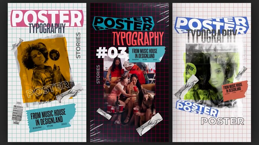 Artlist 抖音手机竖屏时尚复古设计海报版式故事宣传视频动画 Poster Typography Stories 影视音频 sucaiwan.com