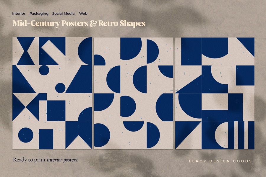 Mid-Century Posters & Retro Shapes 2 中世纪海报复古形状 , sucaiwan.com