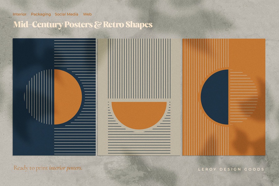 Mid-Century Posters & Retro Shapes 2 中世纪海报复古形状 , sucaiwan.com