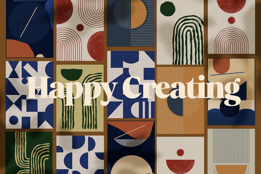 Mid-Century Posters & Retro Shapes 2 中世纪海报复古形状 , sucaiwan.com