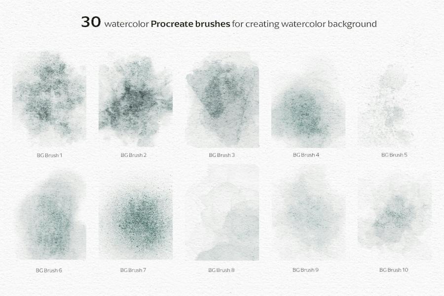 Procreate笔刷-Procreate水彩画笔画布纹理笔刷 watercolor background 笔刷资源 sucaiwan.com