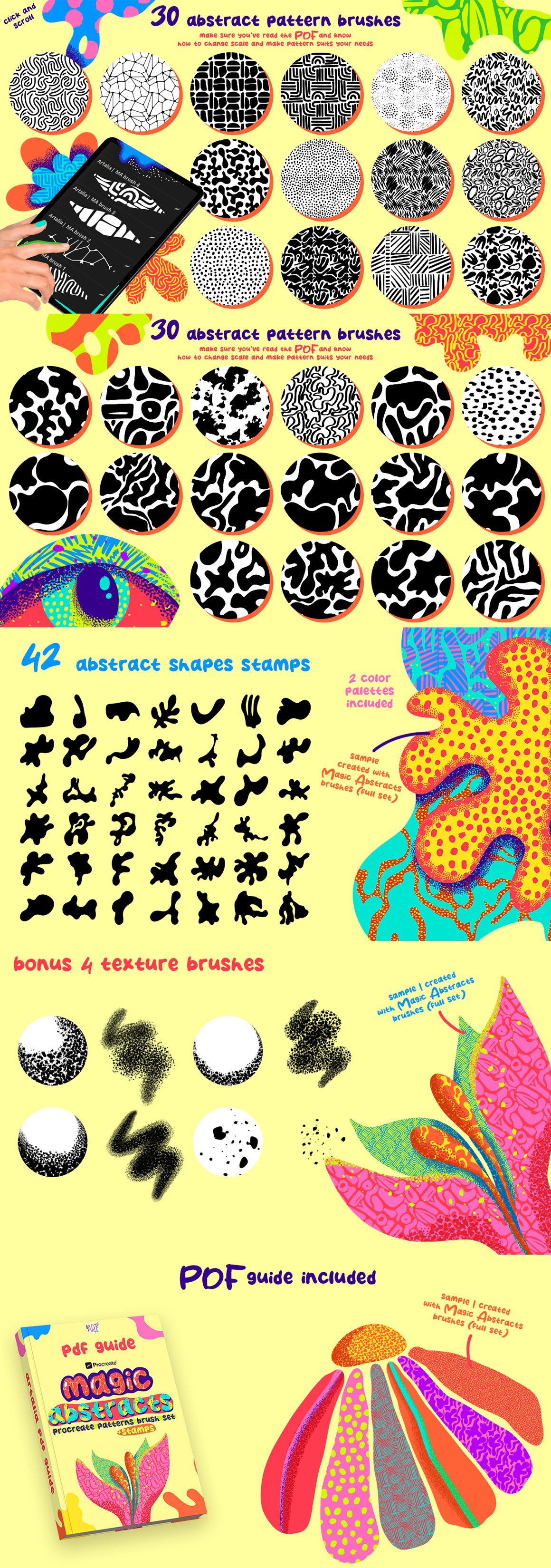 70+抽象图案纹理Procreate笔刷套装 笔刷资源 sucaiwan.com