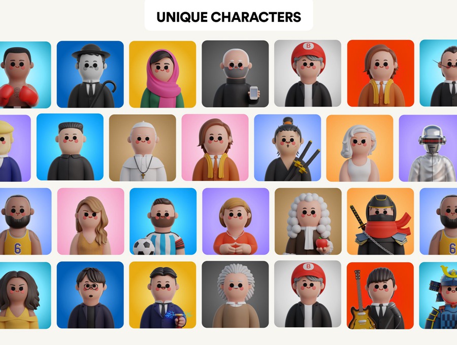 200+卡通人物职业3D头像，PNG figma格式 , sucaiwan.com