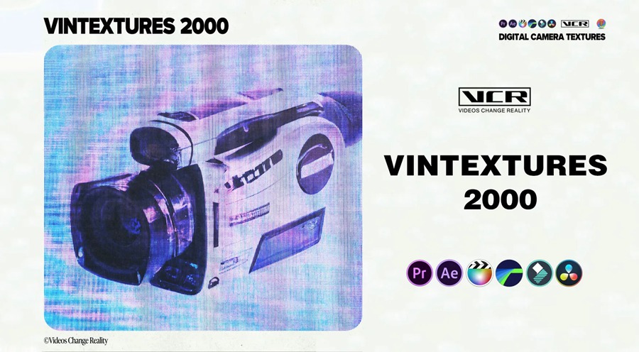 35个千禧复古风格CRT故障视觉美学科技毛刺转场纹理4K视频素材 Videos Change Reality – Vintextures 2000 Digital Camera Textures 影视音频 sucaiwan.com