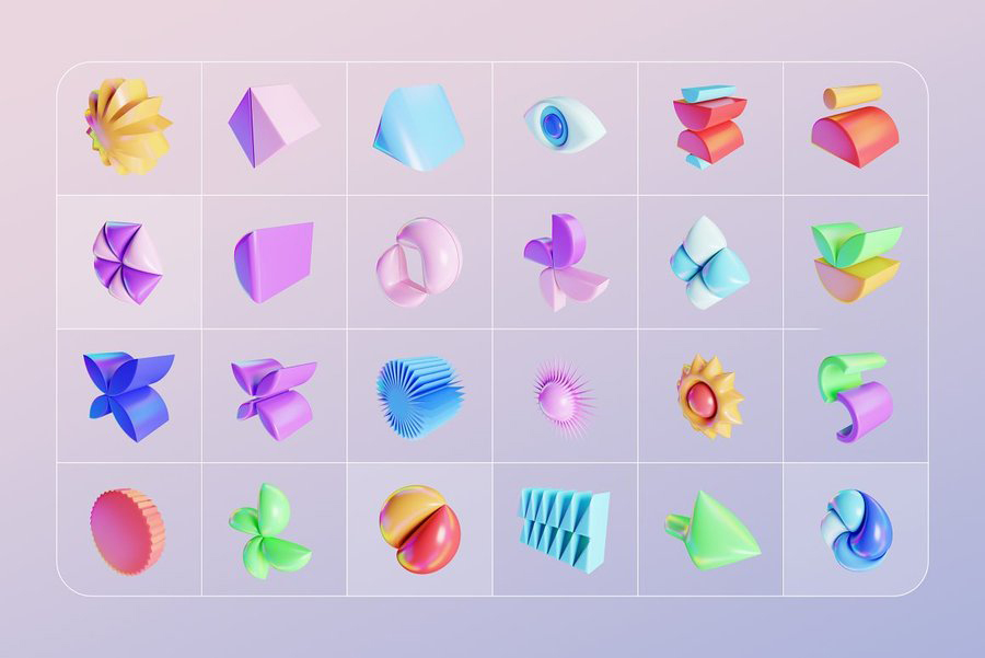 PS资源-220款抽象彩色几何3D形状图形PNG素材元素合集 图片素材 sucaiwan.com