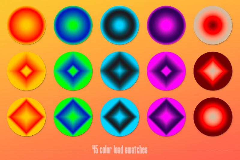 PS笔刷： Gradial 活力流体油漆涂料抽象艺术绘画不规则混合3D立体刷样式套件 笔刷资源 sucaiwan.com
