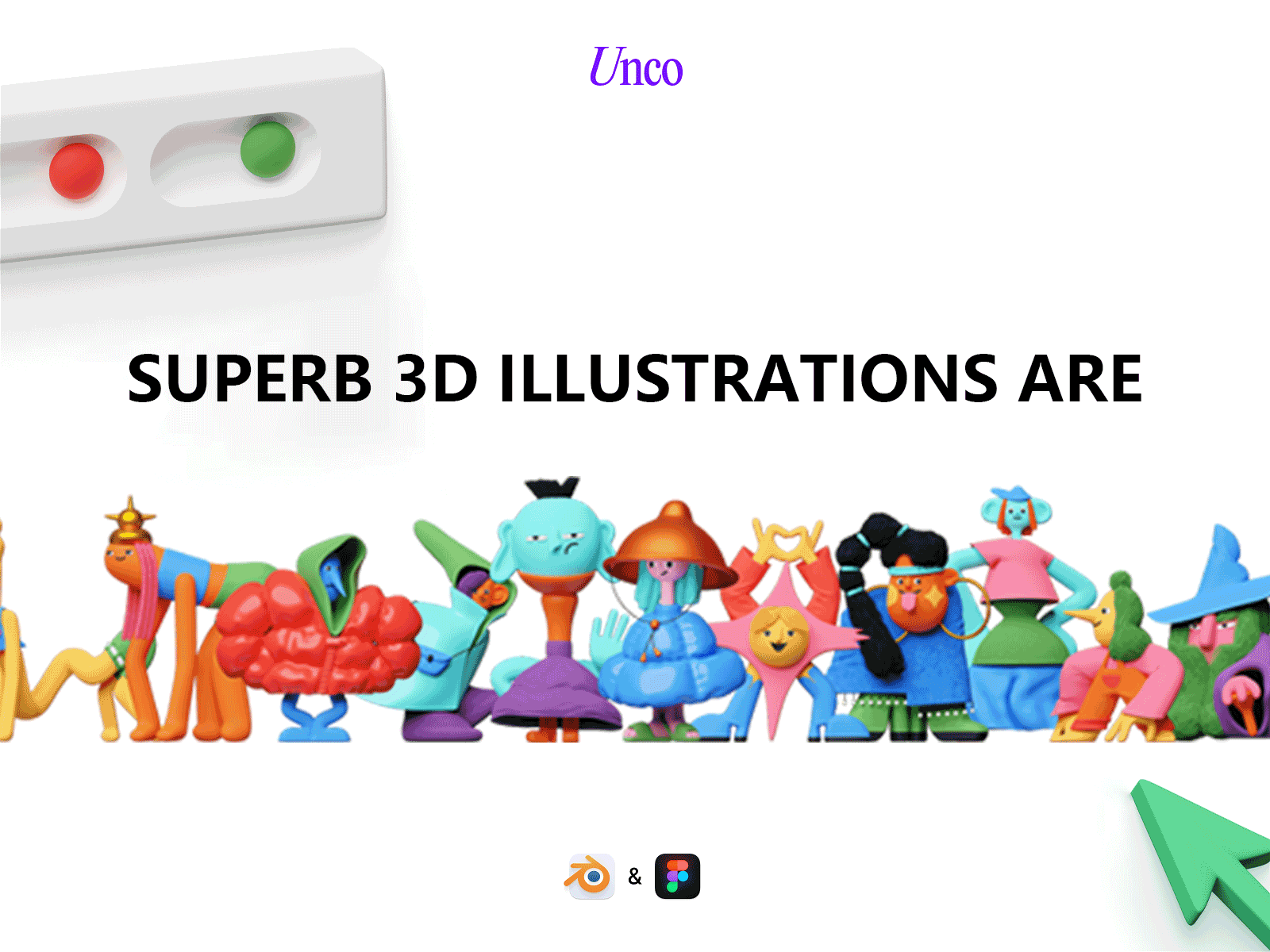 Craftwork 150多个彩色创造力趣味3D字符人物图标动画插图集 Unco 图标素材 sucaiwan.com