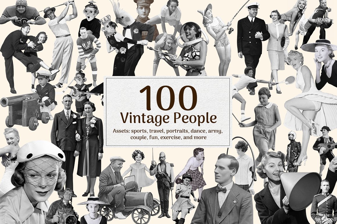 1540个复古手工裁剪元素拼贴艺术动物植物抽象头骨行星字符雕塑设计元素包 Modern Eighties Collage Creator 图片素材 sucaiwan.com