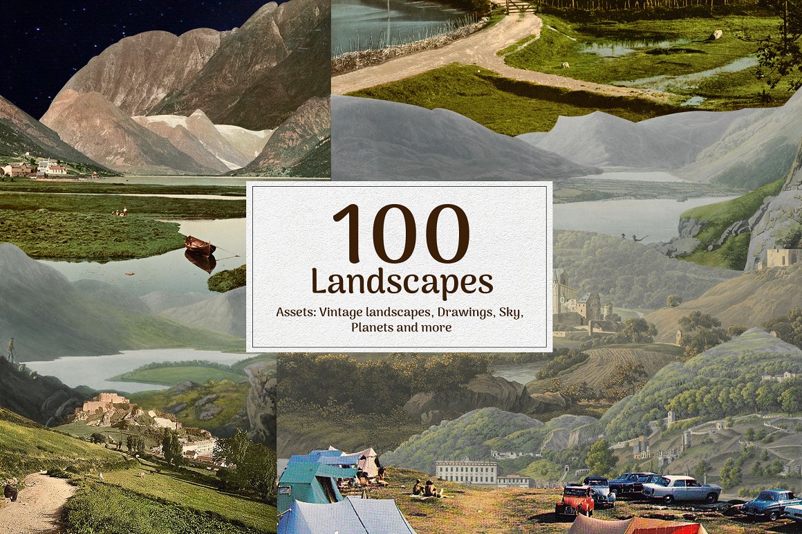 1540个复古手工裁剪元素拼贴艺术动物植物抽象头骨行星字符雕塑设计元素包 Modern Eighties Collage Creator 图片素材 sucaiwan.com