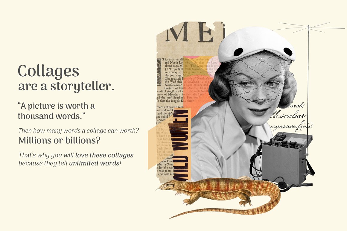 1540个复古手工裁剪元素拼贴艺术动物植物抽象头骨行星字符雕塑设计元素包 Modern Eighties Collage Creator 图片素材 sucaiwan.com