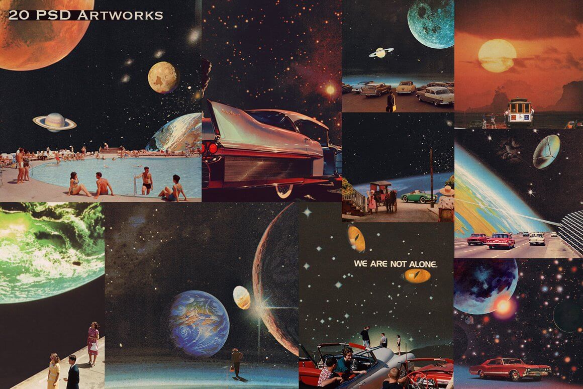 Lilithcollageart 1000多种复古创意拼贴艺术超现实主义创作者汽车水果食物人物PNG元素包 Surreal Collage Art Creator 图片素材 sucaiwan.com