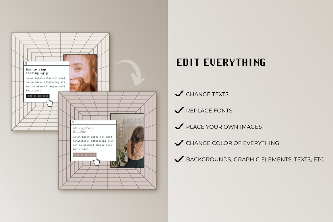 Bonumo 复古INS风像素化优雅简约错误窗口新媒体海报社交PSD样机模板 Retro Instagram Template 样机素材 第10张-素材湾丨精选海外优质设计素材资源 Bonumo 复古INS风像素化优雅简约错误窗口新媒体海报社交PSD样机模板 Retro Instagram Template 样机素材 sucaiwan.com