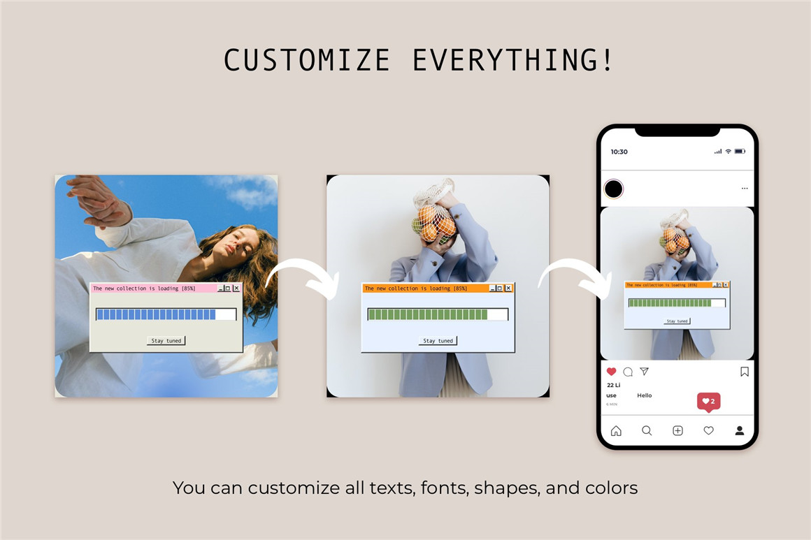 Bonumo 复古美学WIN95旧计算机窗口进度条提示页Instagra风格竖屏PSD样机模板 Retro Instagram Template 样机素材 第7张-素材湾丨精选海外优质设计素材资源 Bonumo 复古美学WIN95旧计算机窗口进度条提示页Instagra风格竖屏PSD样机模板 Retro Instagram Template 样机素材 sucaiwan.com