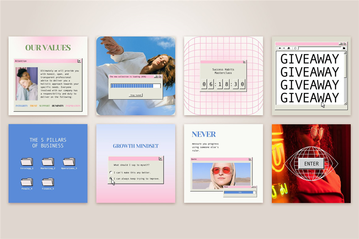 Bonumo 复古美学WIN95旧计算机窗口进度条提示页Instagra风格竖屏PSD样机模板 Retro Instagram Template 样机素材 第9张-素材湾丨精选海外优质设计素材资源 Bonumo 复古美学WIN95旧计算机窗口进度条提示页Instagra风格竖屏PSD样机模板 Retro Instagram Template 样机素材 sucaiwan.com