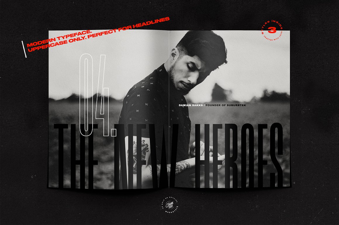 英文字体：3款现代优雅油墨浓缩几何感海报杂志标题logo设计无衬线字体 VERTIKAL — 3 CONDENSED FONTS , sucaiwan.com