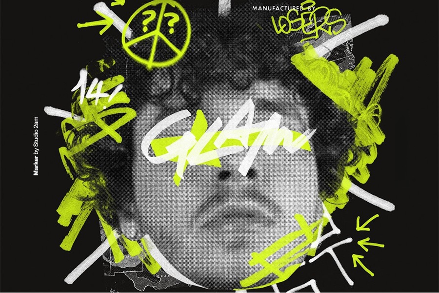 Studio 2am 超高分辨率趣味记号笔手绘线条字母复古风格涂鸦PNG素材包 Marker 图片素材 sucaiwan.com