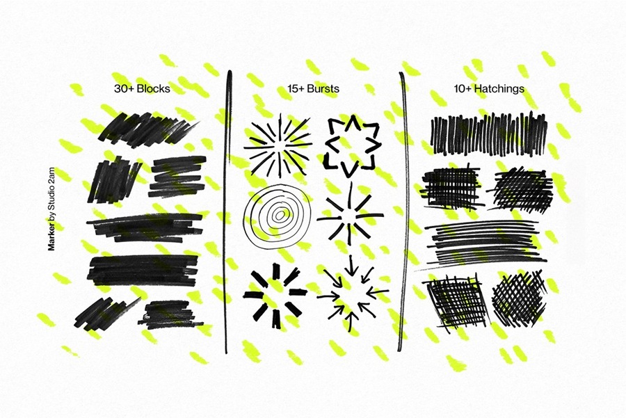 Studio 2am 超高分辨率趣味记号笔手绘线条字母复古风格涂鸦PNG素材包 Marker 图片素材 sucaiwan.com