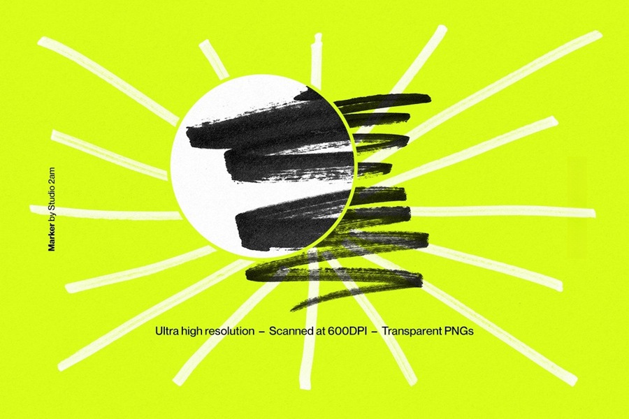 Studio 2am 超高分辨率趣味记号笔手绘线条字母复古风格涂鸦PNG素材包 Marker 图片素材 sucaiwan.com