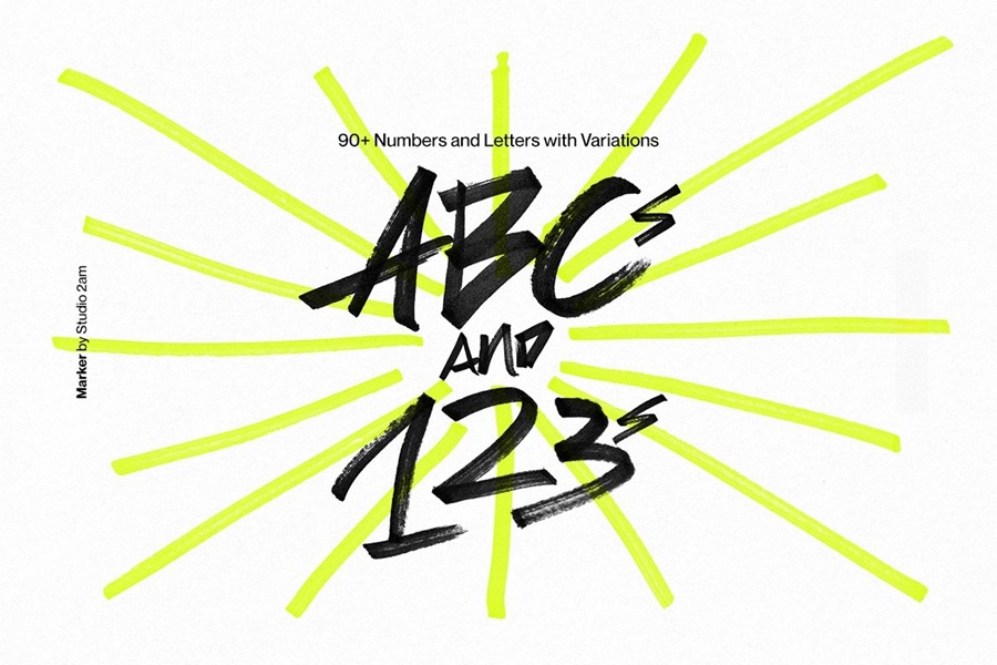 Studio 2am 超高分辨率趣味记号笔手绘线条字母复古风格涂鸦PNG素材包 Marker 图片素材 sucaiwan.com