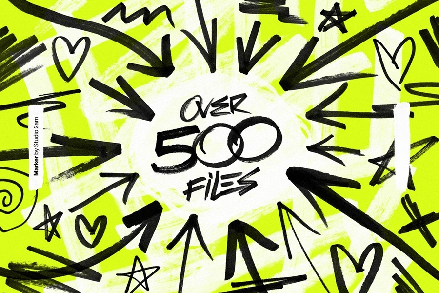 Studio 2am 超高分辨率趣味记号笔手绘线条字母复古风格涂鸦PNG素材包 Marker 图片素材 sucaiwan.com