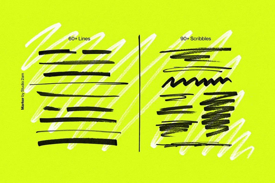 Studio 2am 超高分辨率趣味记号笔手绘线条字母复古风格涂鸦PNG素材包 Marker 图片素材 sucaiwan.com