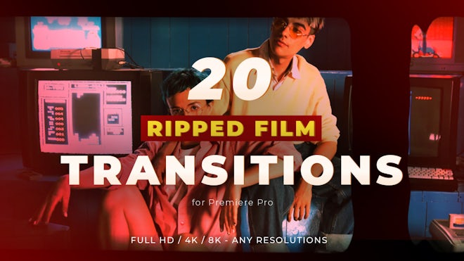 PR预设：复古胶片燃烧翻录闪烁融化转场过渡包 Ripped Film Transitions 插件预设 sucaiwan.com