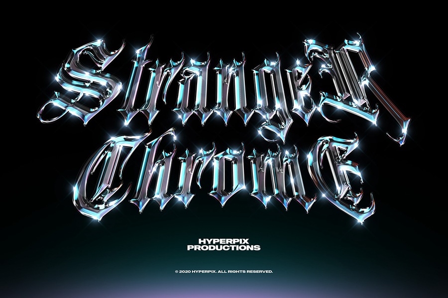 40款潮流金属3D镀铬标题Logo设计展示PS贴图样机模板套装 Chrome Text Styles Bundle 样机素材 sucaiwan.com