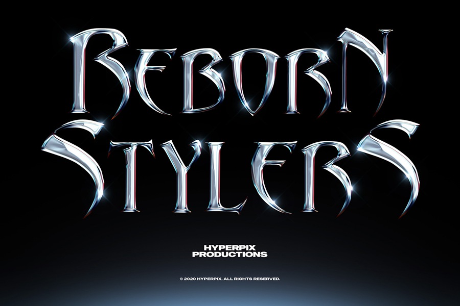 40款潮流金属3D镀铬标题Logo设计展示PS贴图样机模板套装 Chrome Text Styles Bundle 样机素材 sucaiwan.com