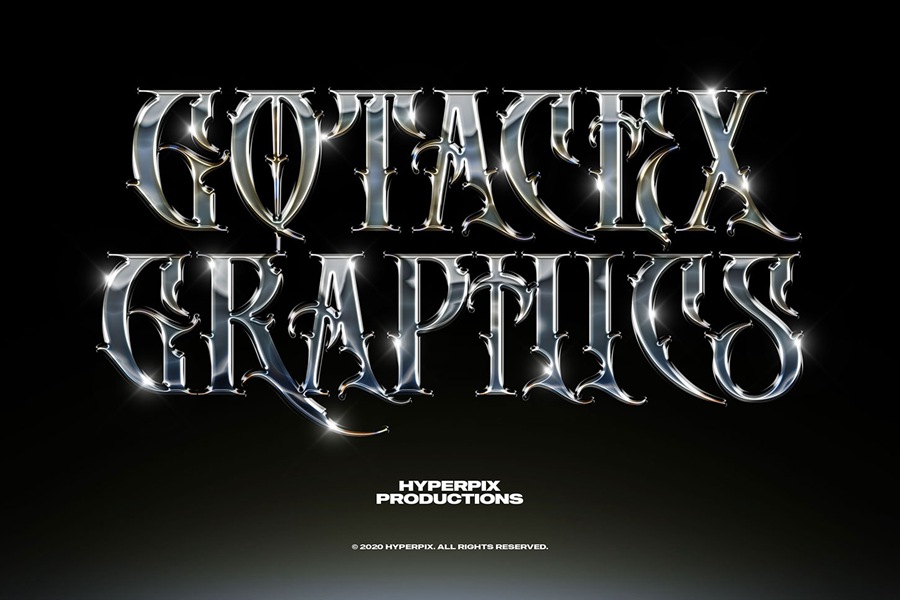 40款潮流金属3D镀铬标题Logo设计展示PS贴图样机模板套装 Chrome Text Styles Bundle 样机素材 sucaiwan.com