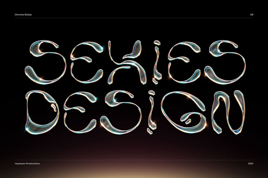 40款潮流金属3D镀铬标题Logo设计展示PS贴图样机模板套装 Chrome Text Styles Bundle 样机素材 sucaiwan.com