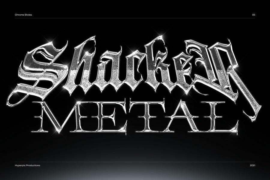 40款潮流金属3D镀铬标题Logo设计展示PS贴图样机模板套装 Chrome Text Styles Bundle 样机素材 sucaiwan.com