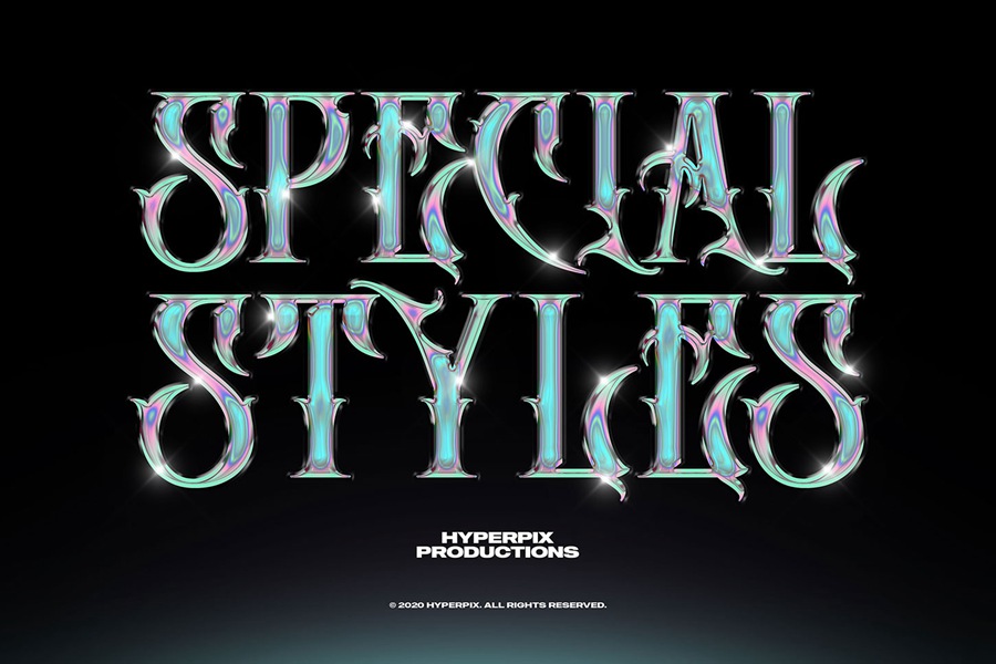 40款潮流金属3D镀铬标题Logo设计展示PS贴图样机模板套装 Chrome Text Styles Bundle 样机素材 sucaiwan.com