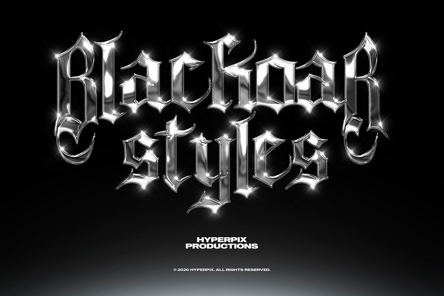 40款潮流金属3D镀铬标题Logo设计展示PS贴图样机模板套装 Chrome Text Styles Bundle 样机素材 sucaiwan.com