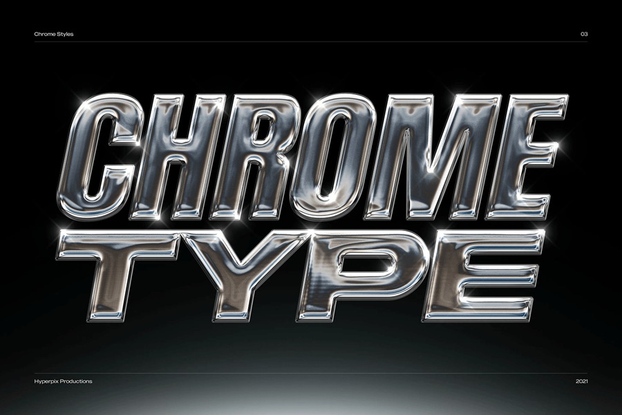 40款潮流金属3D镀铬标题Logo设计展示PS贴图样机模板套装 Chrome Text Styles Bundle 样机素材 sucaiwan.com