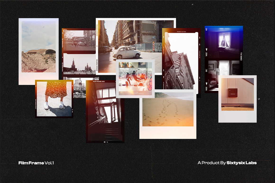 复古35mm摄影胶片边框框架模拟照片修图PS特效样机模板 Film Frame 35mm V.1 , sucaiwan.com